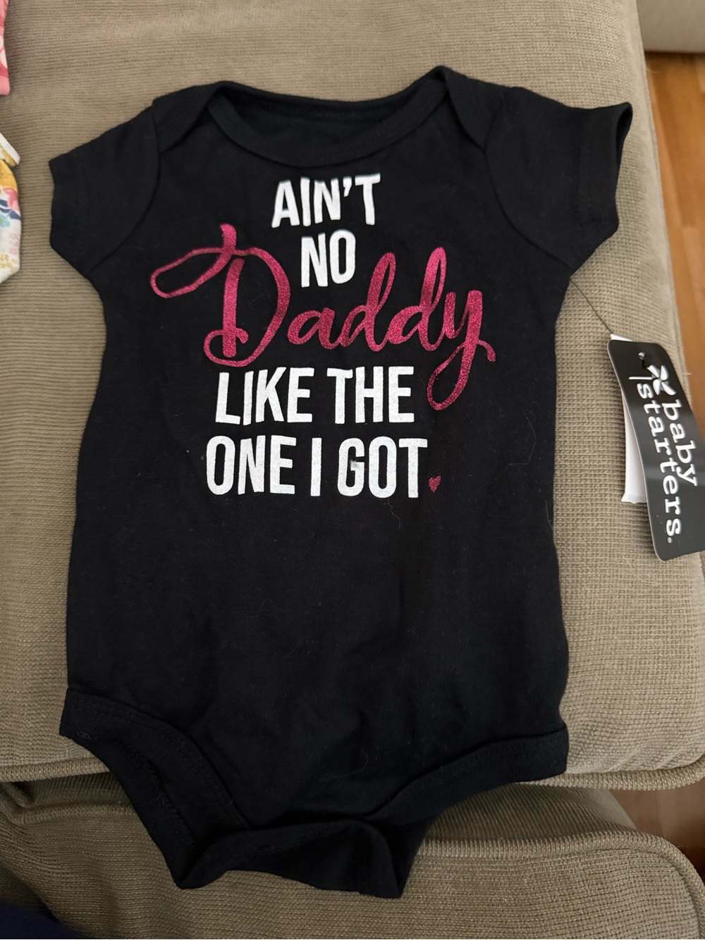 Baby Starters Black One-Piece with Pink and White Slogan